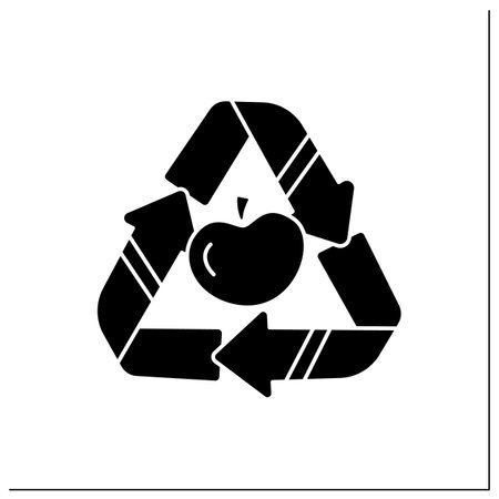 Food waste recycling glyph iconのイラスト素材