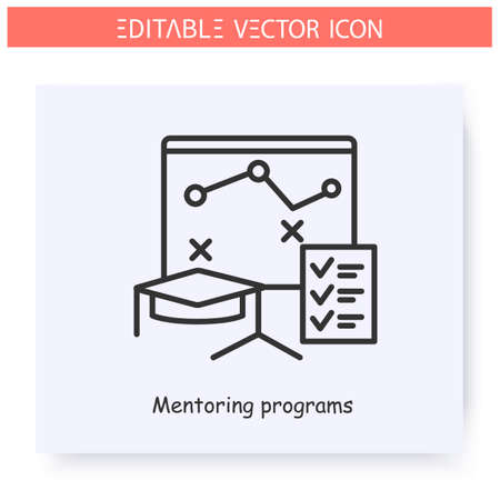 Mentoring program line icon. Editable illustrationのイラスト素材