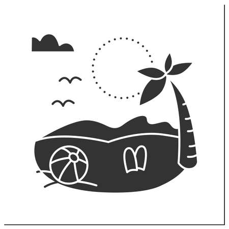 Seaside resort glyph iconのイラスト素材