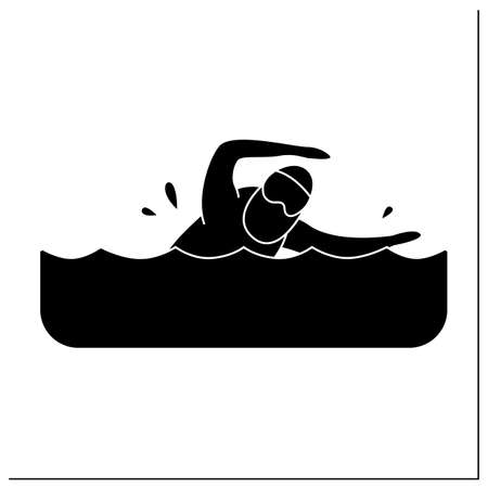 Swimming glyph iconのイラスト素材