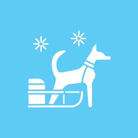 Dog sledding glyph iconのイラスト素材