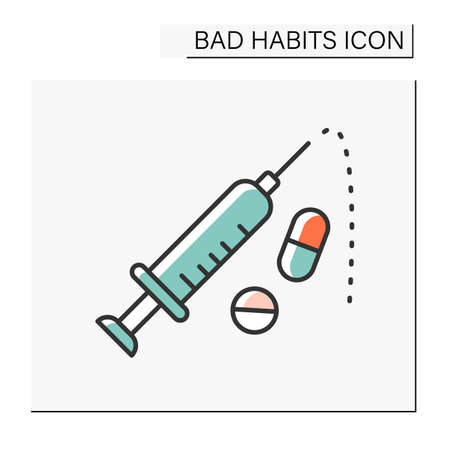 Drug injections color iconのイラスト素材