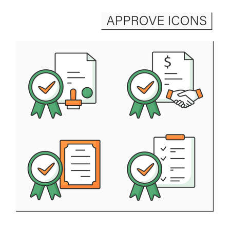 Approve color icons setのイラスト素材