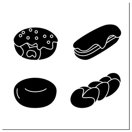 Homemade donuts glyph icons setのイラスト素材