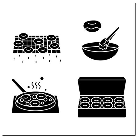 Homemade donuts glyph icons setのイラスト素材