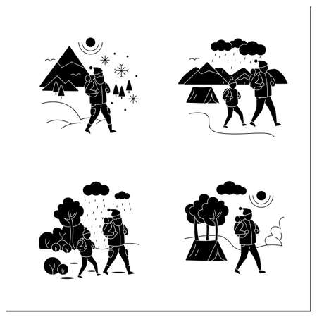 Friluftsliv glyph icons setのイラスト素材