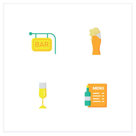 Bar flat icons setのイラスト素材