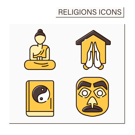Religious color icons setのイラスト素材