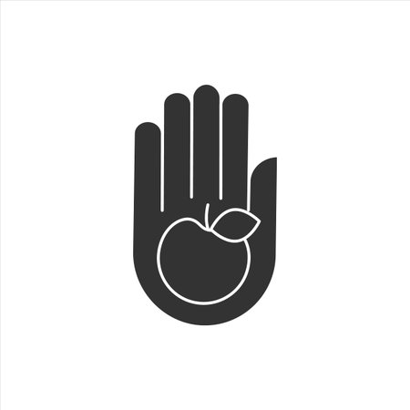 Hand with apple glyph iconのイラスト素材