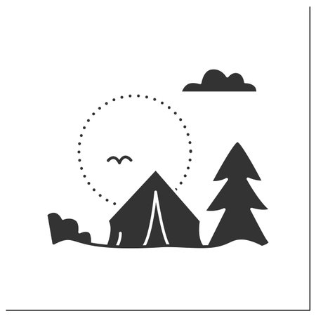 Camping glyph iconのイラスト素材