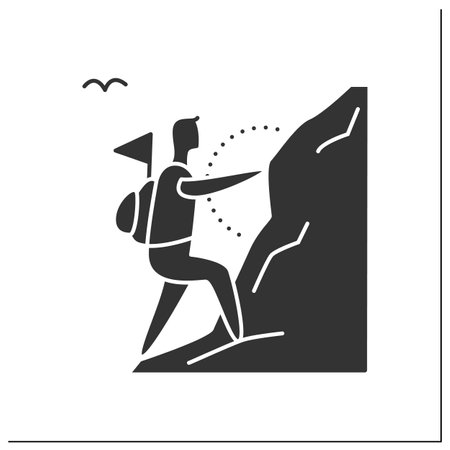 Mountaineering glyph iconのイラスト素材
