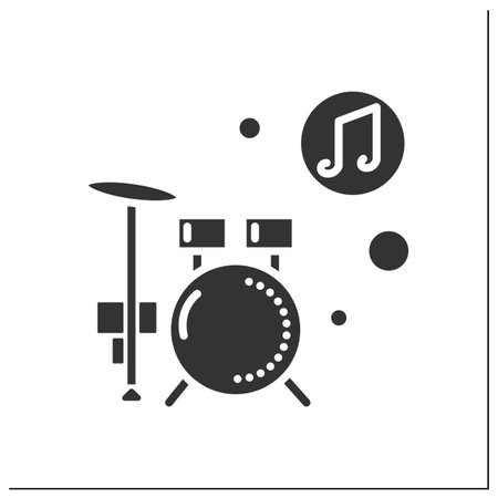 Drum kit glyph iconのイラスト素材