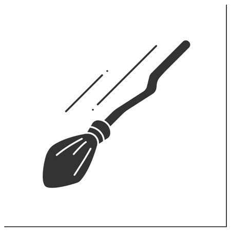 Witch broomstick glyph iconのイラスト素材