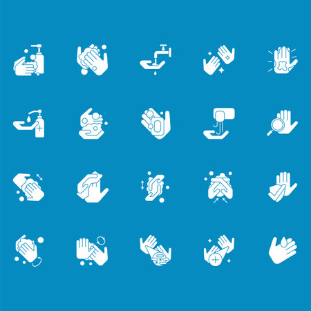 Hand washing glyph icons setのイラスト素材