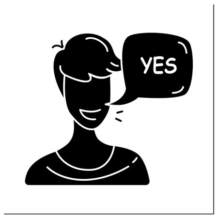 Happy client survey glyph iconのイラスト素材