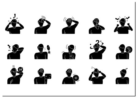 Headache icons setのイラスト素材