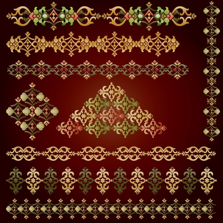 vintage border set  eastern style のイラスト素材