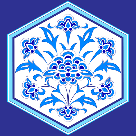 Blue patterns series designed utilizing the old Ottoman motifsのイラスト素材