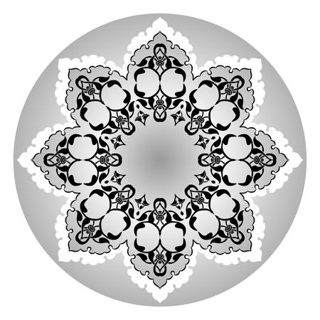 black and white antique Ottoman Turkish design pattern vectorのイラスト素材