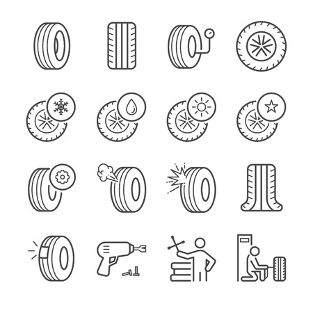 Tire icons set - Illustrationのイラスト素材
