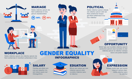 Gender equality infographic vector illustration templateのイラスト素材