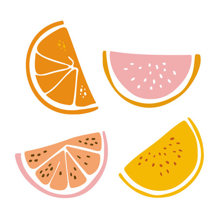 Lemon illustration. inspirational card with doodles lemons, orange isolated on background. Colorful illustration for greeting cards or prints.のイラスト素材