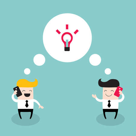 Two businessmen talking by the phone Colleagues collaboration business success theme Vector illustrationのイラスト素材