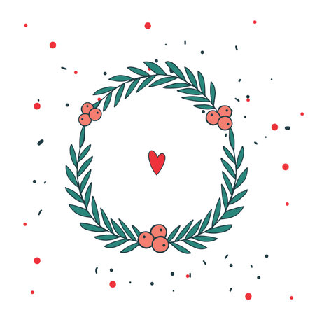 Christmas wreath New Year Holiday celebration template for your design Vector illustrationのイラスト素材