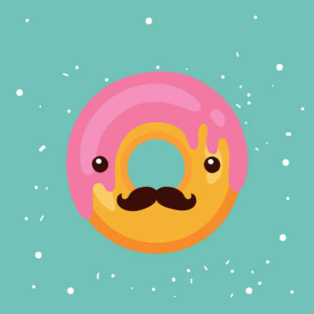 Hipster donut Delicious sweet dessert Modern cute flat design style Vector illustrationのイラスト素材