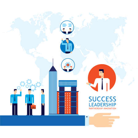 Partnership Leadership Teamwork successful business concept Businessman hand pointing  forward Vector illustrationのイラスト素材