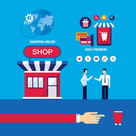 Shopping Online Mobile payment E-commerce business Technology concept Vector illustrationのイラスト素材