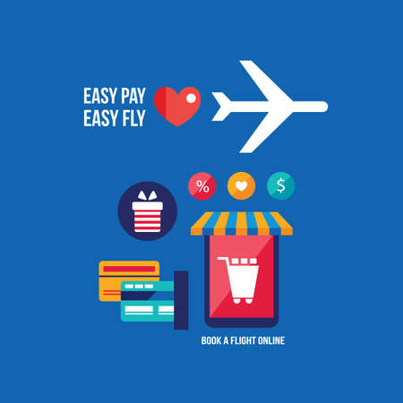 Online tickets booking Mobile payment Travel Tourism Vacation Technology concept Vector illustrationのイラスト素材
