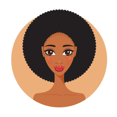 Young African American woman Fresh and happy Beautiful girl portrait Vector illustrationのイラスト素材