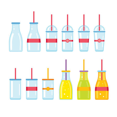 Bottle Glass Cup icons set Vector illustrationのイラスト素材