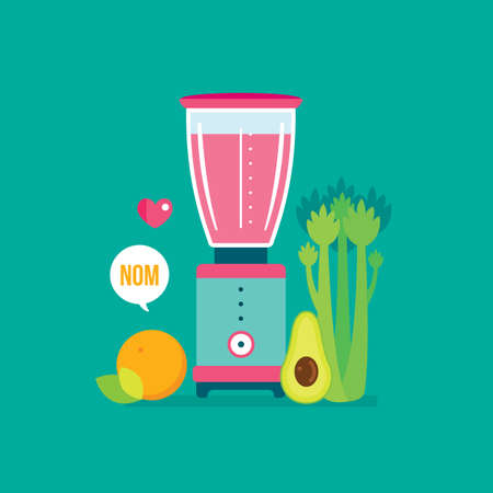 Blender Celery Orange Avocado and Celery Healthy food backgroundのイラスト素材