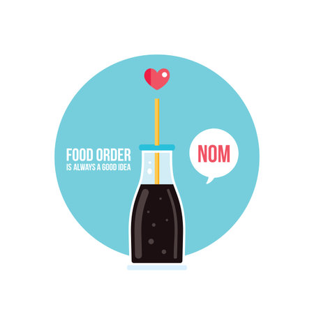 Delicious drinks Cola bottle on blue backgroundのイラスト素材