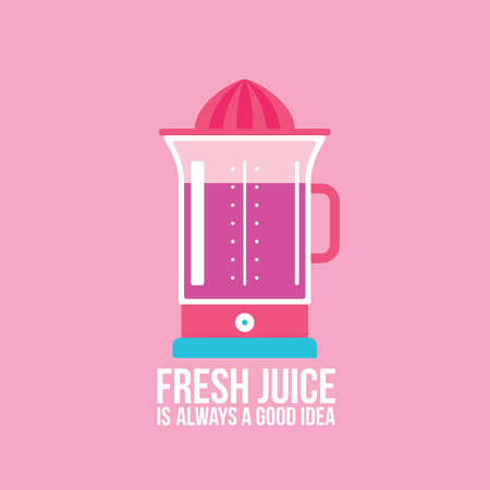 Colorful juicer on pink background Kitchen appliance Vector illustrationのイラスト素材