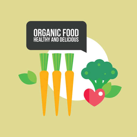 Healthy food background with vegetables Carrots and Broccoli Vector illustrationのイラスト素材