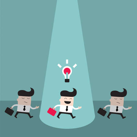Happy businessman with the bright idea. Business success concept. Vector illustrationのイラスト素材