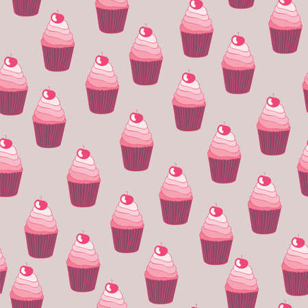Beautiful yummy cupcake seamless background patternの写真素材