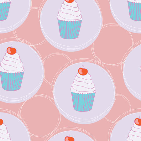 Beautiful yummy cupcake seamless background pattern