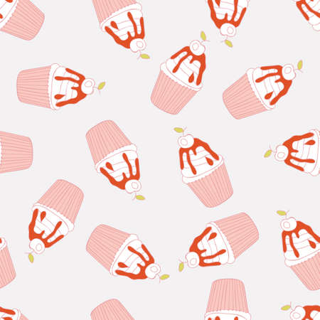 Beautiful yummy cupcake seamless background patternの写真素材