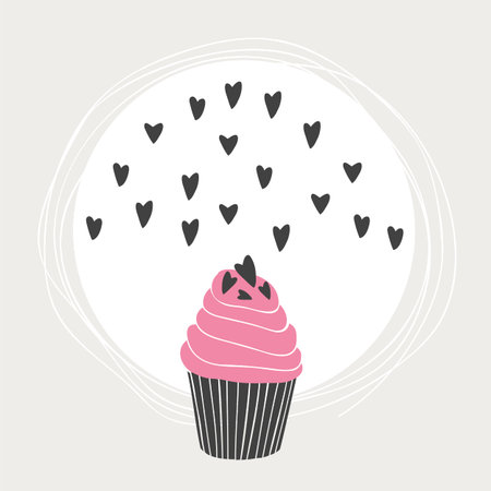 Lovely beautiful yummy cartoon cupcake