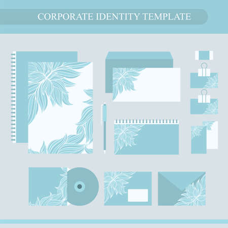 Corporate identity design template with floral pattern. Brand, visualization, corporate identity business set. Vector illustrationのイラスト素材