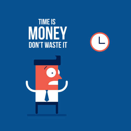 Time is money concept Businessman and the clocks Vector illustrationのイラスト素材
