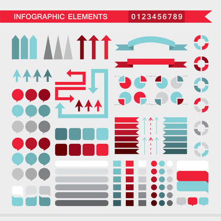 Infographic elements charts, graph, diagram arrowssignsbars buttonsborders etc Vector illustrationのイラスト素材