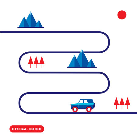 Car on the road. Modern minimal flat design style. Vector illustration