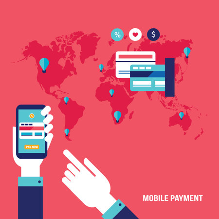 Mobile payment Online shopping and e-commerce concept. Vector illustrationのイラスト素材