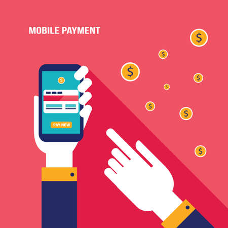 Mobile payment Online shopping and e-commerce concept. Vector illustrationのイラスト素材