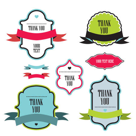 Collection of labels and ribbons design elements. Vector illustrationのイラスト素材